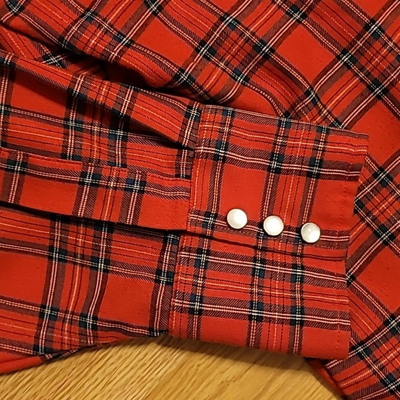Rugged Country Campus Western Men's Red Plaid Pearl Snap Shirt X-Large - Picture 3 of 4